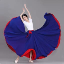 Double Layer Contrast Color Modern Dance Skirt Large Swing Half Body Skirt Performance Costume for Art Students Chiffon Material