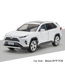 1:24 Scale Highlander RAV4 Toy Model Miniature Cars Alloy Diecast Sound Light Doors Opened Pull Back Shock Absorption Boys Gifts