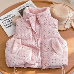 Fall Winter Korean Versatile Sweet Polka Dot Parkas Vest Petite Japanese Warm Fashion Sleeveless Casual Cozy Trendy Soft New