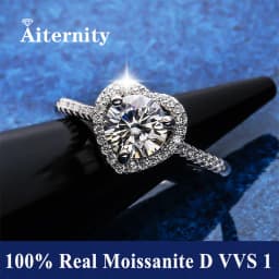 100% Real Moissanite Ring Adjustable Size S925 Sliver D VVS1 Pass Diamond Tester Pen GRA Certificate 18K Plating Rings for Women