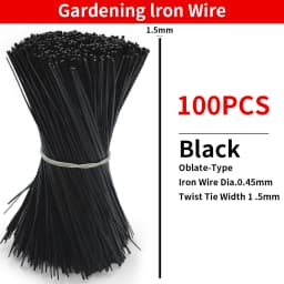100PCS Gardening Cable Ties Reusable Oblate Iron Wire Twist Tie for Flower Plant Climbing Vines Multifunction Coated Fix Strings