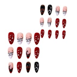 24pcs Autumn Leopard Pattern Fake Nail Tips Shiny Large Crystal French Wearable Press on Nails Spice Girls Fashion False Nails