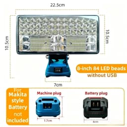 LED Work Light 3/4/8Inch For Makita 14.4V 18V Li-ion Battery Lamp With USB Outdoor Flashlight Lantern Camping Emergency Light