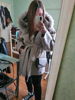 OFTBUY New Oversize Loose Cashmere Wool Blends Real Fur Coat Winter Jacket Women Natural Fox Fur Collar Hood Outerwear Belt