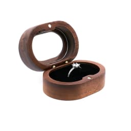 Handmade Walnut Wood Ring Box with Transparent Lid Romantic Engagement Jewelry Case for Couple Custom Engraved Personalized Name