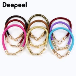 2Pcs Deepeel 30/40/50/60cm Leather Bag Handles Woven Rope Shoulder Strap Metal Buckles Handbag DIY Replace Bags Accessories