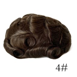 Q6 Men's Toupee Lace & PU Base Human Hair System Unit Durable Male Hair Prosthesis Wig for Full Coverage Hair Loss