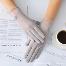Summer Women Sexy Lace Thin Sunscreen Touch Screen Gloves Soft Ice Silk Skid Driving Anti-UV Elegant Female Outdoor Gloves