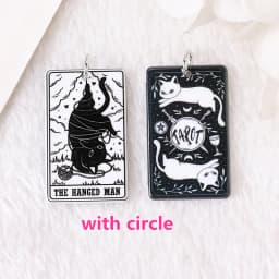 8Pcs 39*23 MM Black White Cat Tarot Card Charms Creative Acrylic Sun Moon And Lovers Jewelry For Earring Necklace Diy
