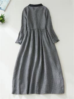 2026 Patchwork Fashion Black White Plaid Autumn Dresses Office Lady Work Dress Japanese Style Women Spring Casual Long Clothing