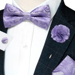 Classic Mens Bow Tie Brown Jacquard Paisley Bowtie Hanky Cufflinks Brooch Set Wedding party Butterfly Knot Gift Man Accessories