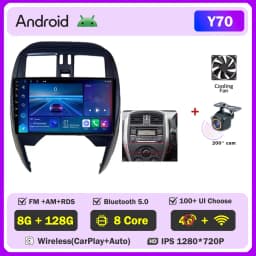 Android 16 Car Radio Player 9Inch For NISSAN Micra K13 March K13 2013-2017 Carplay Autoradio Auto Screen No 2din DVD 4G WIFI