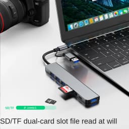 USB 3.0 Type C Adapter Docking Ststion USB 2.0 Port TF SD Card Reader Audio Output Multi-hub Splitter for Macbook Pro Computer