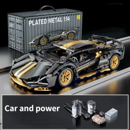 Technology 1:14 Black Supercar Racing Building Blocks Assembled Brick Car Toy Gift for Boys Birthday Present