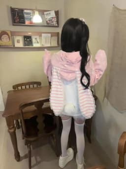 Dot Lace Patchwork Cute Coat Harajuku Chic Sweet Lovely Sweatshirts Japanese Kawaii Rabbit Ears Hoodies Tops Women Loose