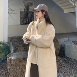Women's Thick Faux Mink Fur Mid-length Coat Autumn Winter Fashion Stand Collar Plush Outerwear Women Elegant Warm Fluffy Jackets