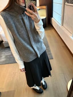Slimming Pleated Skirt Suit for Women Spring Summer High Waist A-Line Skirt Five-Quarter Length Belly Covering Pear Shape