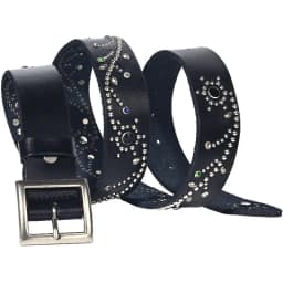 3.8CM Cowhide High Quality Genuine Leather Inlaid Diamond Punk Belts for Men Needle Buckle Jeans Cowboy Waist Belt Luxury