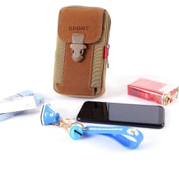 Durable Canvas Phone Waist Pouch, Buckle Closure Belt Holster, Multi‑Layer Utility Waist Bag for Hiking Travel Daily Carry