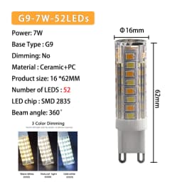 G4 / G9 Base LED Lamp Bulbs 220V 5W 7W Pendant Ceramic Light 3000K 4000K 6000K On/Off Control Tricolor Switching No Need Driver