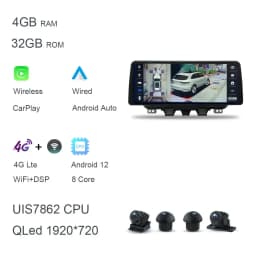 12.3" 720P 360 8G+128G Carplay Android 12.0 Car DVD Player multimedia GPS DSP WIFI Stereo autoradio For Hyundai Tucson 2017-2021