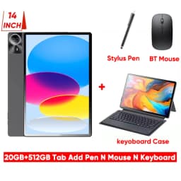 Giant Screen Lightly 14 inch Global Firmware Android 15 Phone Call Tablet PC 20GB 512GB BT5.0 5G WiFi GPS Google Play Tabs Pads