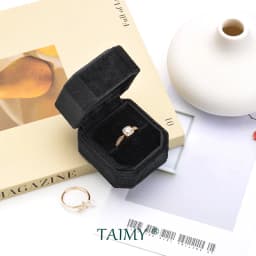 TAIMY Velvet Ring Box Get Marry Engagement Ring Box Personalized Custom Logo Ring Case 1 Slot Ring Box Diamond Ring Packaging