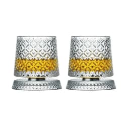 2PCS Whiskey Glasses Rotating Whisky Glass With Glass Base 360 Rotate Degrees Crystal Rum Glass For Cocktail Party Drinking Gift