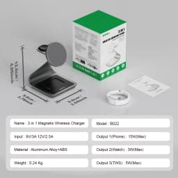 Bonola 3 in 1 Charger Station for Galaxy S26 Ultra/S25/S24 Metal Dock Stand Wireless Fast Charging for Samsung Watch/Galaxy Bud