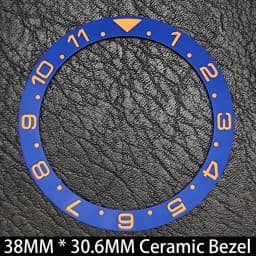 Sloping 38mm * 30.6mm Ceramic/Aluminum Blue Luminous Bezel GMT and Diving Watch Insert Fit for 40mm Watch Case Replacement Watch