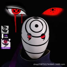 Naruto Anime Helmet mask eyes shining Cosplay Uchiha Obito Shine Mask Akatsuki Sharingan Cartoon Shine Highly Imitative toy Mask