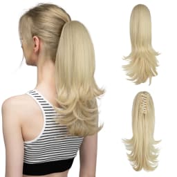 Synthetic Claw Clip In Ponytail Hair Extensions 14 Inch Wavy Hairpiece Fake Blonde Black Hair False Pigtail With Elastic Band