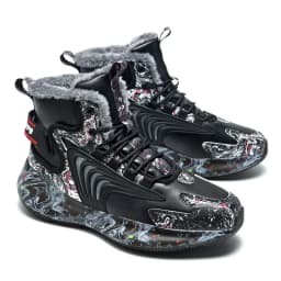 Large Size 46 Outdoor Cotton-padded Shoes High Top Sneakers Fur Warm Snow Boots Men's Casual Shoes Comfortable Soft In Winter