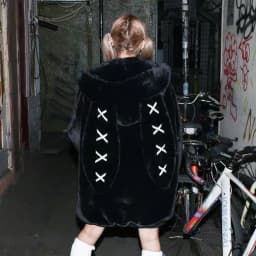 Harajuku Gothic Punk Dark Academia Clothes Fur Patchwork Hoodie Sweatshirts 2025 Autumn Winter New Cardigan Coat Women