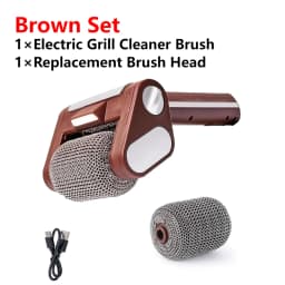 Electric Roller Grill Brush with LED Light Stainless Steel Bristle-Free BBQ Cleaner Brush Rechargeable Barbecue Cleaner Tools