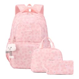 3pcs/set Elementary School Backpack for Girls Bookbag Lunch Bag Pencil Bag Set Flower School Bag for Children Cute Little Dolls