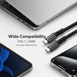 240W USB C to USB C Cable, PD3.1 Fast Charging Type C Cable Nylon Braided for MacBook Pro Air iPad Pro Laptop