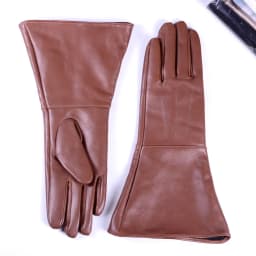 35cm Women's Black Sheepskin Real Leather Retro Medieval Renaissance Long Cuff Gauntlet Gloves
