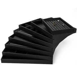 Tray for Storage Rings Bracelet Exhibition Black/White PU Leather Jewelry Pallet Necklace Jewelry Organizer Showcases