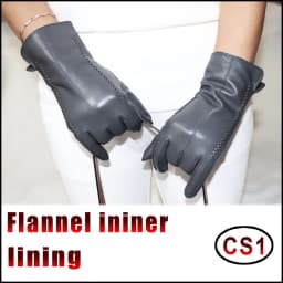 Leather gloves women's sheepskin flannel lining winter warmth high-grade black touch screen color leather gloves driving new