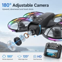 ZNLYRION K200MAX Full Protected Mini Drone With LCD Screen Remote 180 Electric Adjustable Camera Brushless Motor Optical Flow Hover RGB Colorful Light RC Quadcopter
