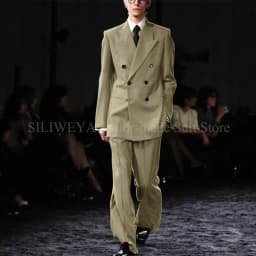 Smart Causal Grey Suit For Men Double Breasted Peak Lapel Loose 2 Piece Jacket Pants Office Daily Prom Terno Masculinos Completo