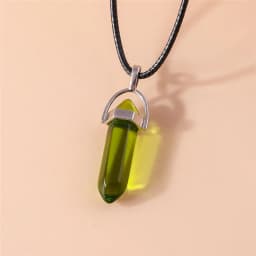 Natural Stone Quartz Lapis Opal Amethyst Pink Crystal Stone Hexagonal Column Pendant Necklaces Leather Chain Bullet Necklace
