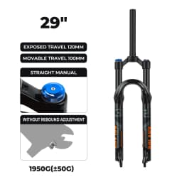 Bolany New Upgraded MTB Front Fork 32mm Bicycle Air Fork 27.5/29 Inch Mountain Bike Air Supension 120mm Travel Magnesium Alloy