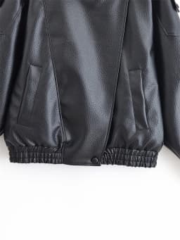 Women's Jacket 2026 Autunm New Black Long Sleeve Pebble Faux Leather Jacket Motorcycle Style Personality Fashion