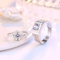 2PCS Couple Ring 925 Sterling Silver AAA Zircon for Women and Men Sweet Wedding Fine Jewelry Accessories Party Gift