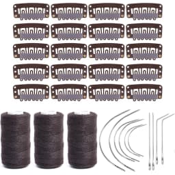 3 Rolls Hair Weaving Threads with 10 Pieces Sewing Needle Weaving Threads for Making Wigs Hand Sewing Hair Weft DIY