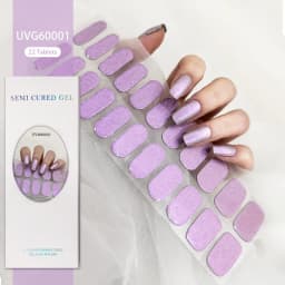 16/20/22Tips Semi-Cured Gel Nail Patch Adhesive Sliders Long Lasting Full Gel Nail Stickers DIY Manicure Harden In UV Lamp Need