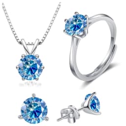 4CT 925 Sterling Silver Jewelry Set VVS1 Full Moissanite Pendant Necklace Ring Earrings for Women Fashion Dating Accessories