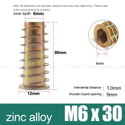 10-100Pcs M4 M5 M6 M8 M10 Zinc Alloy Thread for Wood Insert Nut Flanged Hex Drive Head Furniture Nuts Selection Length 6-30mm